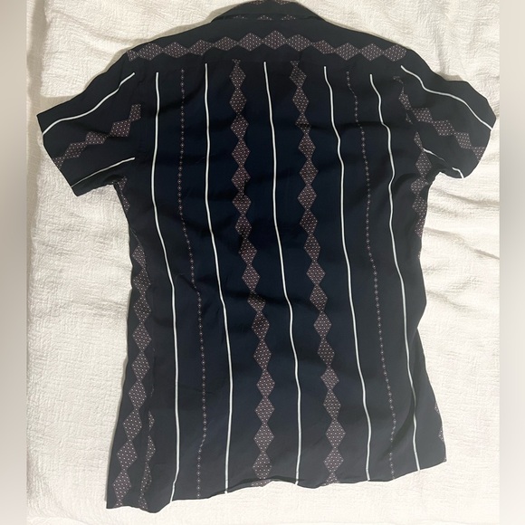 Reiss “Stevie” Diamond Printed Cuban Collar Viscose Shirt, Tom Holland style - Picture 4 of 9